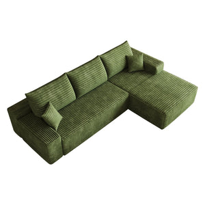 English Elm 107 Inch Modular L Shaped Sectional Sofa Deep Seat Plush Corduroy Living Room Couch W2824S00322