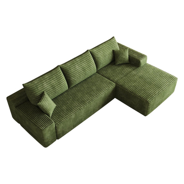 English Elm 107 Inch Modular L Shaped Sectional Sofa Deep Seat Plush Corduroy Living Room Couch W2824S00322