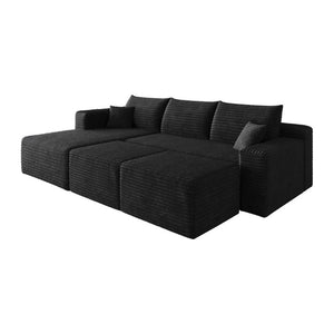 English Elm 95 Inch U Shaped Sectional Sofa with Ottomans Plush Corduroy Modern Living Room Couch W2824S00330