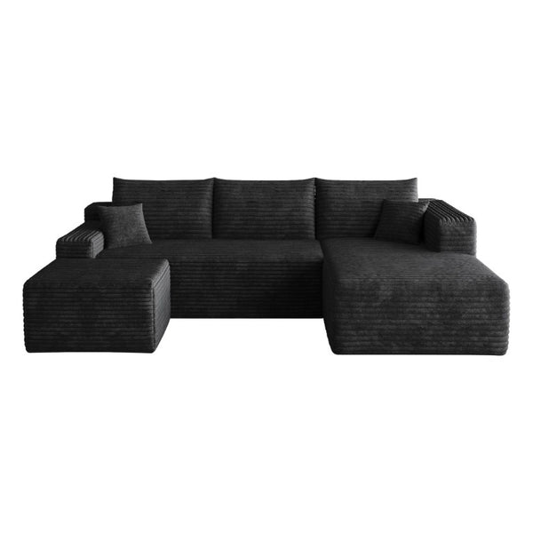 English Elm 95 Inch U Shaped Sectional Sofa Deep Cloud Seat Corduroy Upholstered Modern Lounge W2824S00331