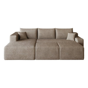English Elm 95 Inch U Shaped Sectional Sofa with Ottomans Plush Corduroy Deep Seat Modern Lounge W2824S00334