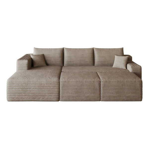 English Elm 95 Inch U Shaped Sectional Sofa with Ottomans Plush Corduroy Deep Seat Modern Lounge W2824S00334