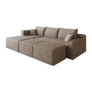 English Elm 95 Inch U Shaped Sectional Sofa with Ottomans Plush Corduroy Deep Seat Modern Lounge W2824S00334