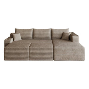 English Elm 95 Inch U Shaped Sectional Sofa with Ottomans Plush Corduroy Deep Seat Living Room W2824S00336