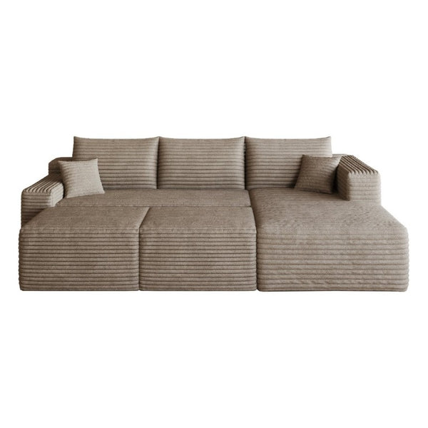 English Elm 95 Inch U Shaped Sectional Sofa with Ottomans Plush Corduroy Deep Seat Living Room W2824S00336