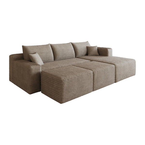 English Elm 95 Inch U Shaped Sectional Sofa with Ottomans Plush Corduroy Deep Seat Living Room W2824S00336