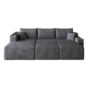 English Elm 95 Inch Cloud Sectional in Plush Corduroy with Two Ottomans for Spacious Living Rooms W2824S00338