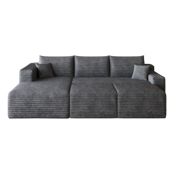 English Elm 95 Inch Cloud Sectional in Plush Corduroy with Two Ottomans for Spacious Living Rooms W2824S00338