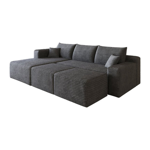 English Elm 95 Inch Cloud Sectional in Plush Corduroy with Two Ottomans for Spacious Living Rooms W2824S00338
