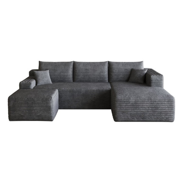 English Elm 95 Inch Cloud Sectional with Ottoman Corduroy Upholstered U Shape Living Room Couch W2824S00339