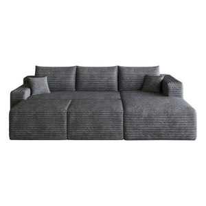 English Elm 95 Inch U Shaped Cloud Sectional Corduroy Sofa with Ottomans for Spacious Living Rooms W2824S00340