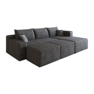 English Elm 95 Inch U Shaped Cloud Sectional Corduroy Sofa with Ottomans for Spacious Living Rooms W2824S00340