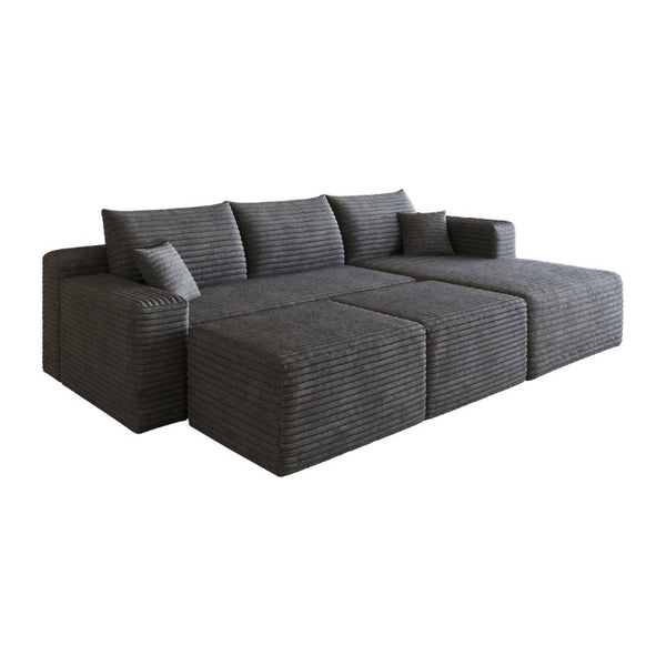 English Elm 95 Inch U Shaped Cloud Sectional Corduroy Sofa with Ottomans for Spacious Living Rooms W2824S00340