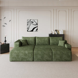 English Elm 95 Inch Cloud Sectional with Ottomans Plush Corduroy U Shaped Living Room Couch W2824S00342