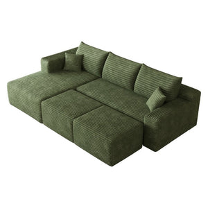 English Elm 95 Inch Cloud Sectional with Ottomans Plush Corduroy U Shaped Living Room Couch W2824S00342
