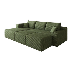 English Elm 95 Inch Cloud Sectional with Ottomans Plush Corduroy U Shaped Living Room Couch W2824S00342