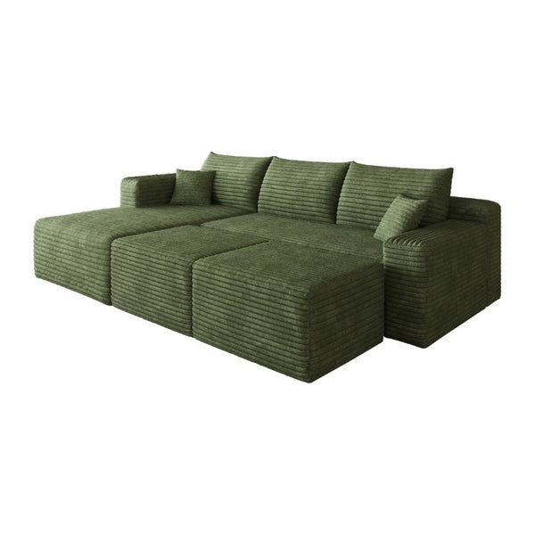English Elm 95 Inch Cloud Sectional with Ottomans Plush Corduroy U Shaped Living Room Couch W2824S00342