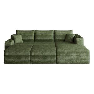 English Elm 95 Inch U Shaped Cloud Sectional with Plush Corduroy Upholstery and Two Ottomans Included W2824S00344