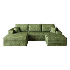 English Elm 107Cloud Corduroy U Shaped Sectional Sofa with Ottoman Deep Seat Living Room Couch W2824S00345