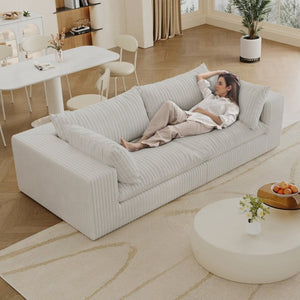 English Elm Y137-2Seater-White Modular Feather Fill Two Seat Sofa with Low Profile Contemporary Design W2824S00362