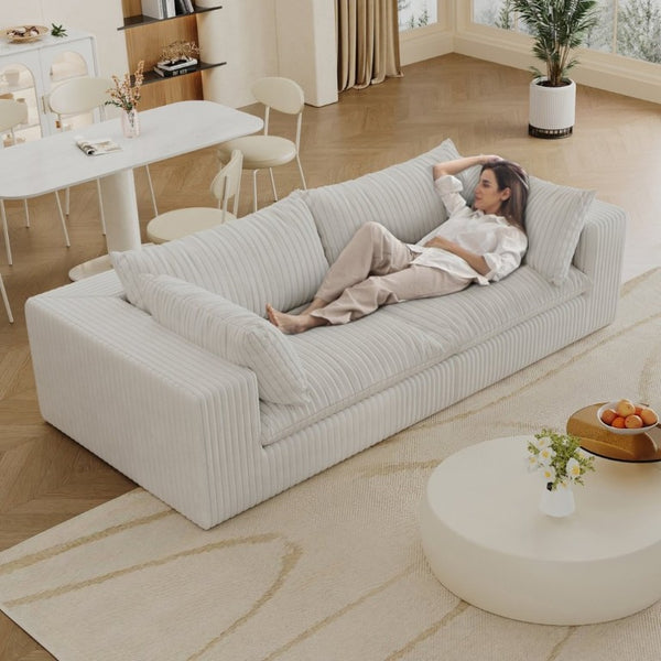 English Elm Y137-2Seater-White Modular Feather Fill Two Seat Sofa with Low Profile Contemporary Design W2824S00362