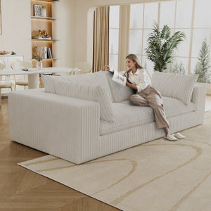 English Elm Y137-2Seater-White Modular Feather Fill Two Seat Sofa with Low Profile Contemporary Design W2824S00362