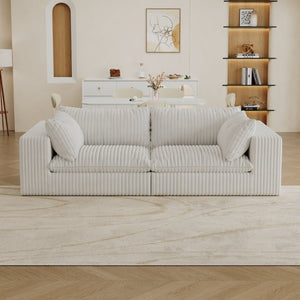 English Elm Y137-2Seater-White Modular Feather Fill Two Seat Sofa with Low Profile Contemporary Design W2824S00362