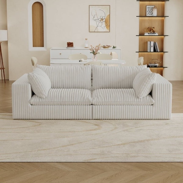 English Elm Y137-2Seater-White Modular Feather Fill Two Seat Sofa with Low Profile Contemporary Design W2824S00362