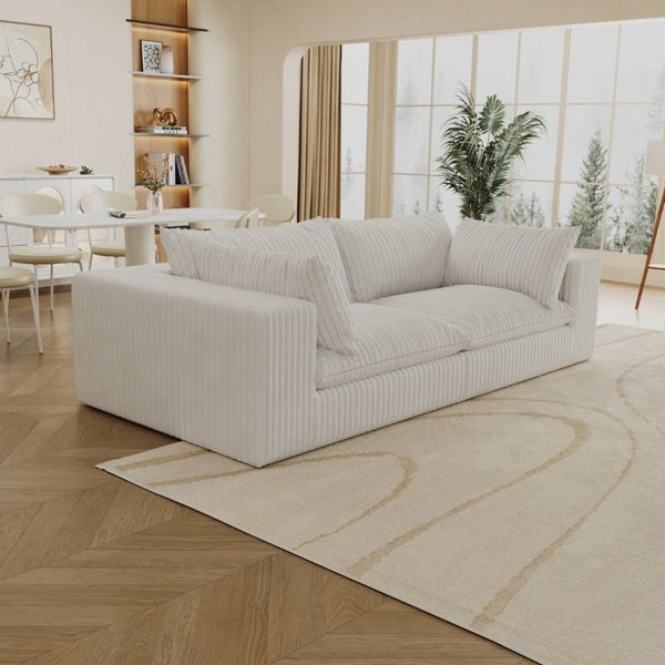 English Elm Y137-2Seater-White Modular Feather Fill Two Seat Sofa with Low Profile Contemporary Design W2824S00362