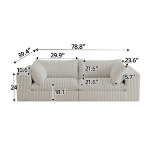 English Elm Y137-2Seater-White Modular Feather Fill Two Seat Sofa with Low Profile Contemporary Design W2824S00362