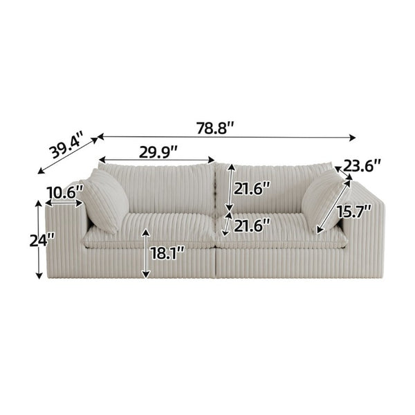 English Elm Y137-2Seater-White Modular Feather Fill Two Seat Sofa with Low Profile Contemporary Design W2824S00362