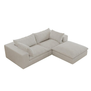 English Elm 39.8 Modular Cloud Sofa Corduroy Deep Seat Feather Fill Plush Living Room Lounge W2824S00363