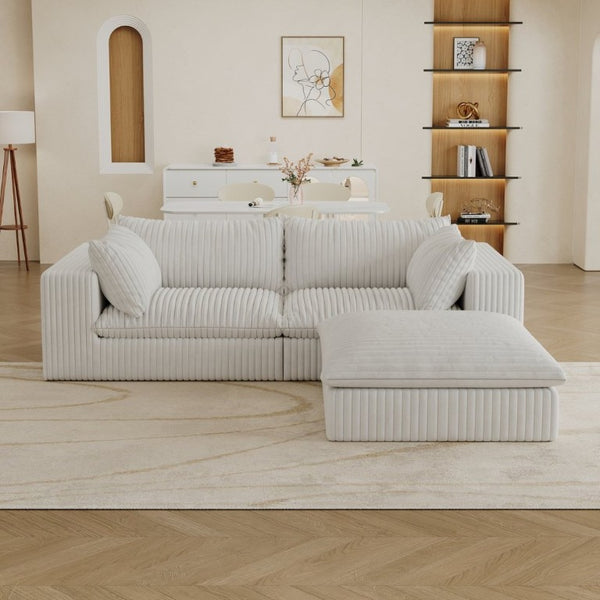 English Elm 39.8 Modular Cloud Sofa Corduroy Deep Seat Feather Fill Plush Living Room Lounge W2824S00363