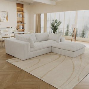 English Elm 39.8 Modular Cloud Sofa Corduroy Deep Seat Feather Fill Plush Living Room Lounge W2824S00363