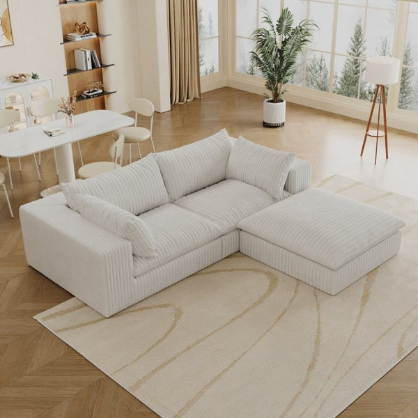 English Elm 39.8 Modular Cloud Sofa Corduroy Deep Seat Feather Fill Plush Living Room Lounge W2824S00363