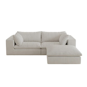 English Elm 39.8 Modular Cloud Sofa Corduroy Deep Seat Feather Fill Plush Living Room Lounge W2824S00363