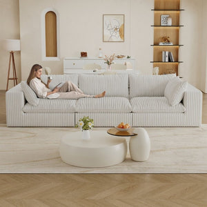English Elm 118.2 Inch Modular Cloud Sofa Plush Corduroy Feather Cushions Deep Seat Living Room W2824S00364