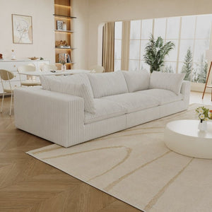 English Elm 118.2 Inch Modular Cloud Sofa Plush Corduroy Feather Cushions Deep Seat Living Room W2824S00364