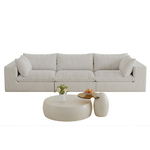 English Elm 118.2 Inch Modular Cloud Sofa Plush Corduroy Feather Cushions Deep Seat Living Room W2824S00364