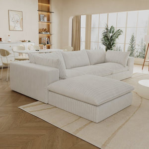 English Elm 118.2 Inch Modular Cloud Sofa Corduroy Upholstered Deep Seat Lounge for Living Room W2824S00365
