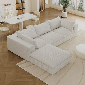 English Elm 118.2 Inch Modular Cloud Sofa Corduroy Upholstered Deep Seat Lounge for Living Room W2824S00365