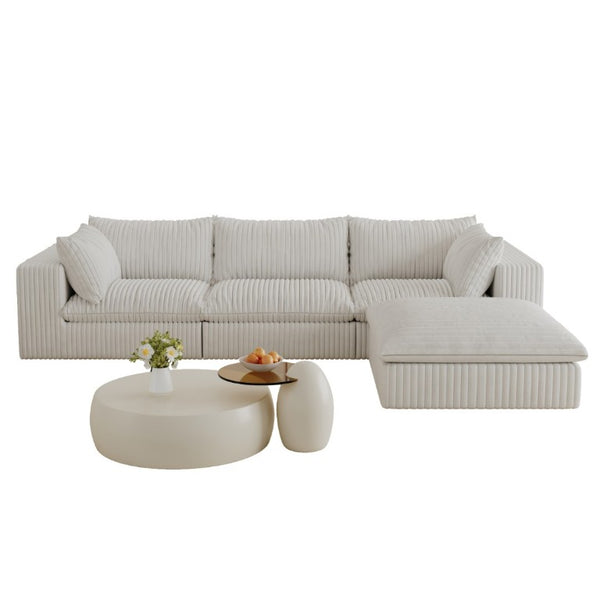English Elm 118.2 Inch Modular Cloud Sofa Corduroy Upholstered Deep Seat Lounge for Living Room W2824S00365