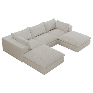 English Elm 118.2 Inch Modular Cloud Sofa Corduroy Upholstered Deep Seat Living Room Sectional W2824S00366