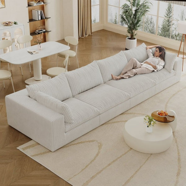 English Elm 157.6Cloud Modular Corduroy Sofa Deep Lounge Seating Removable Cushions Living Room W2824S00367