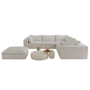 English Elm 118.2 Inch Modular Cloud Sofa Plush Corduroy Deep Seat Lounge for Living Room W2824S00368