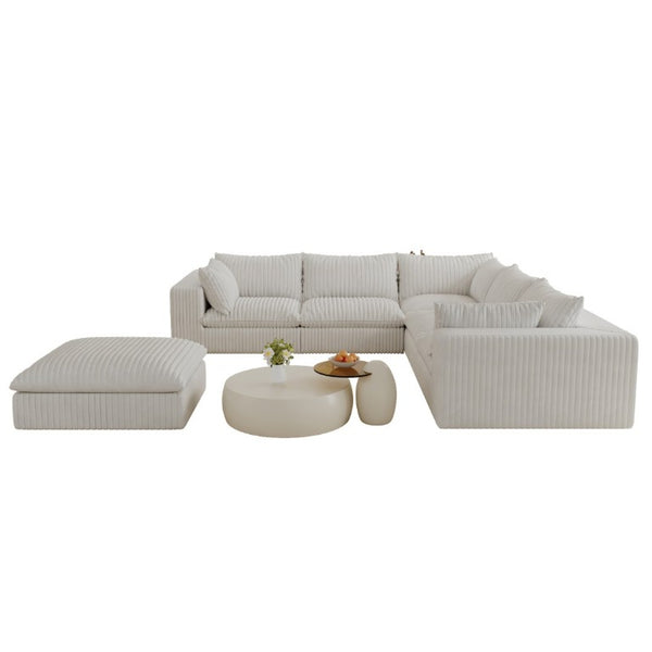 English Elm 118.2 Inch Modular Cloud Sofa Plush Corduroy Deep Seat Lounge for Living Room W2824S00368