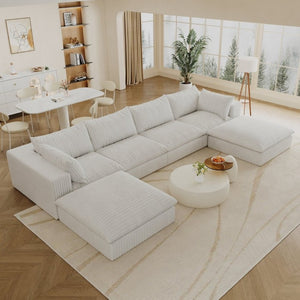 English Elm 157.6Cloud Modular Corduroy Sofa Plush Deep Seating Sectional for Living Room W2824S00369