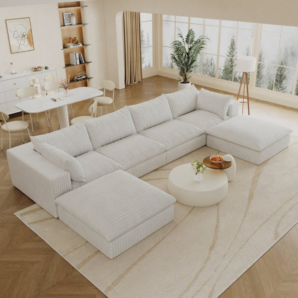 English Elm 157.6Cloud Modular Corduroy Sofa Plush Deep Seating Sectional for Living Room W2824S00369