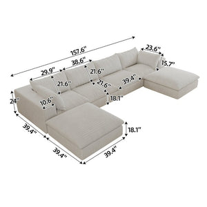 English Elm 157.6Cloud Modular Corduroy Sofa Plush Deep Seating Sectional for Living Room W2824S00369