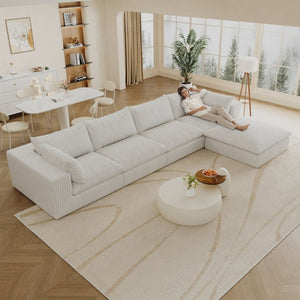 English Elm 157.6Cloud Corduroy Modular Sofa Deep Feather Cushions Oversized Living Room Sectional W2824S00371